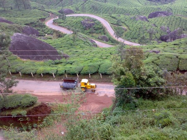 Winding hairpin road through the Western Ghats