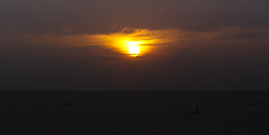 Sunrise over the sea at Pondicherry, Tamil Nadu